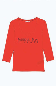 T-shirt with Patrizia Pepe Rhinestone Logo by Patrizia Pepe