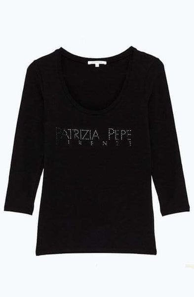 T-shirt with Patrizia Pepe Rhinestone Logo by Patrizia Pepe