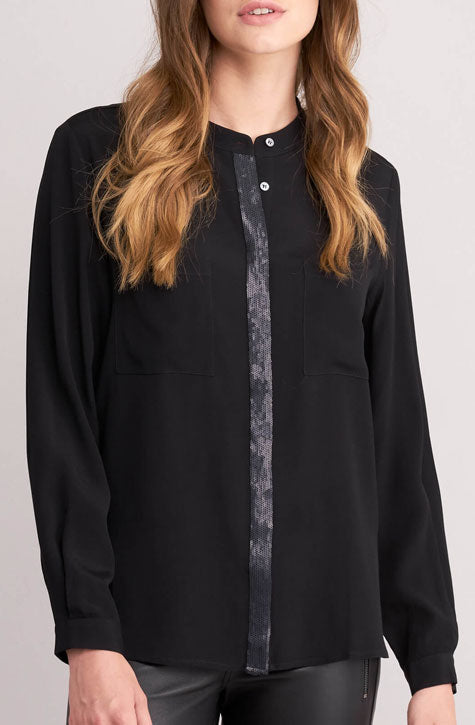 Black blouse | glitter detail | viscose. Repeat Cashmere Women’s clothing at our digital Boutique Affairedefemmes.net