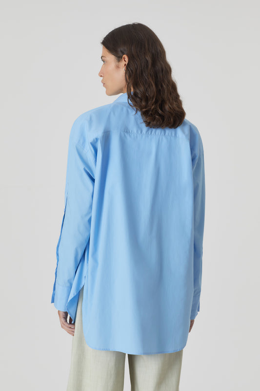 Blue Morning Sky placket detail shirt