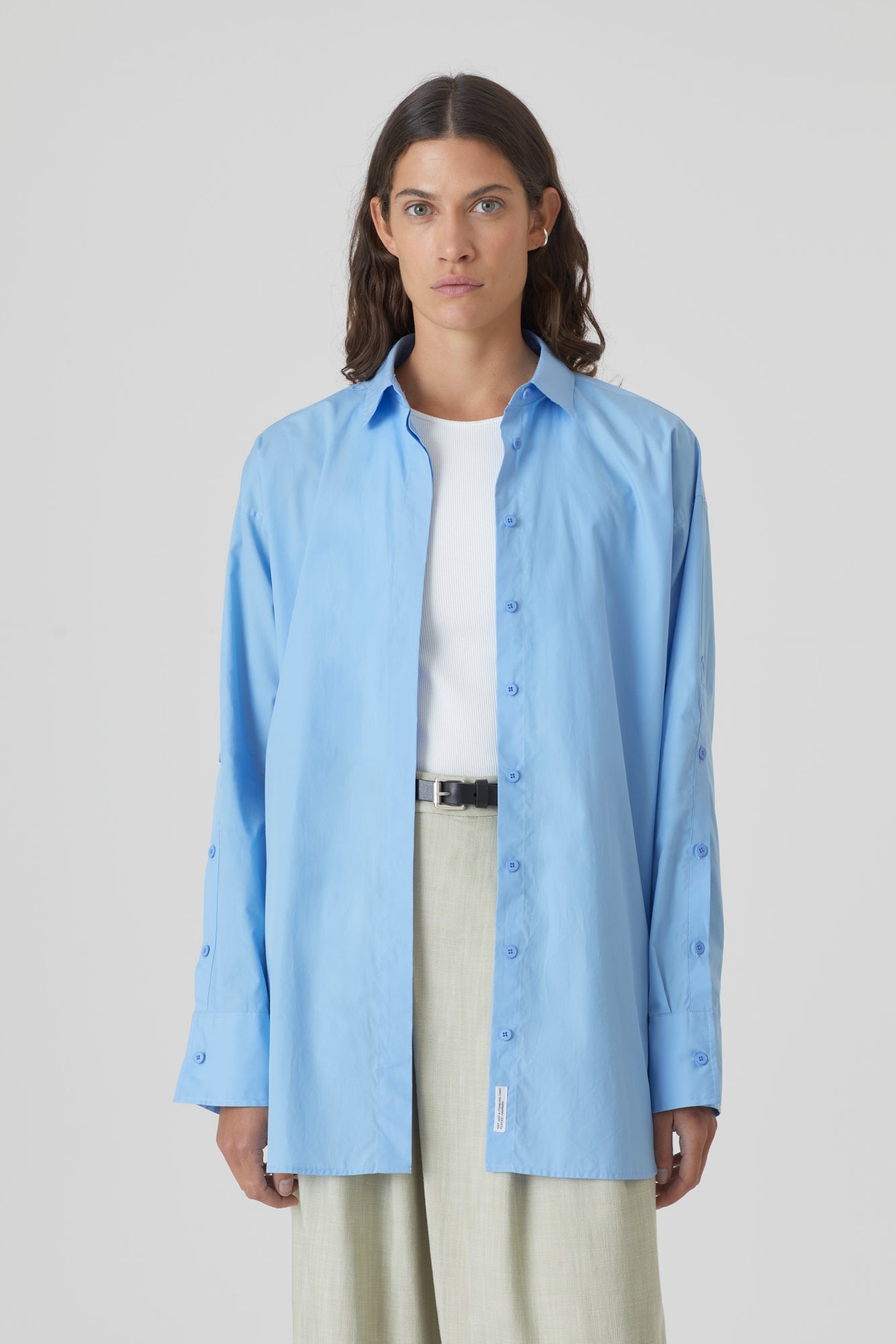 Blue Morning Sky placket detail shirt