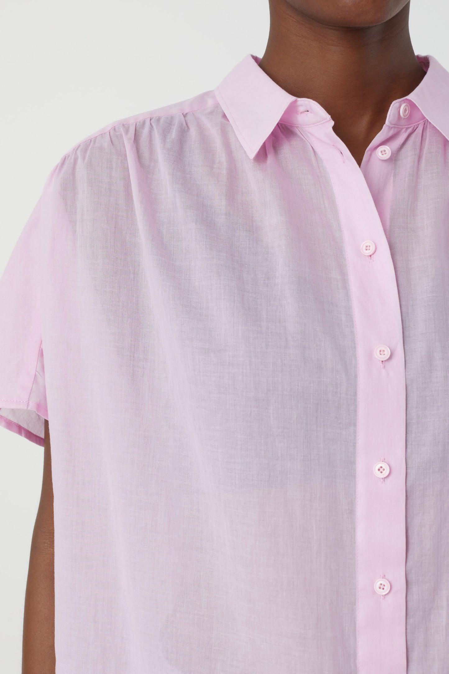 dahlia pink gathered shirt