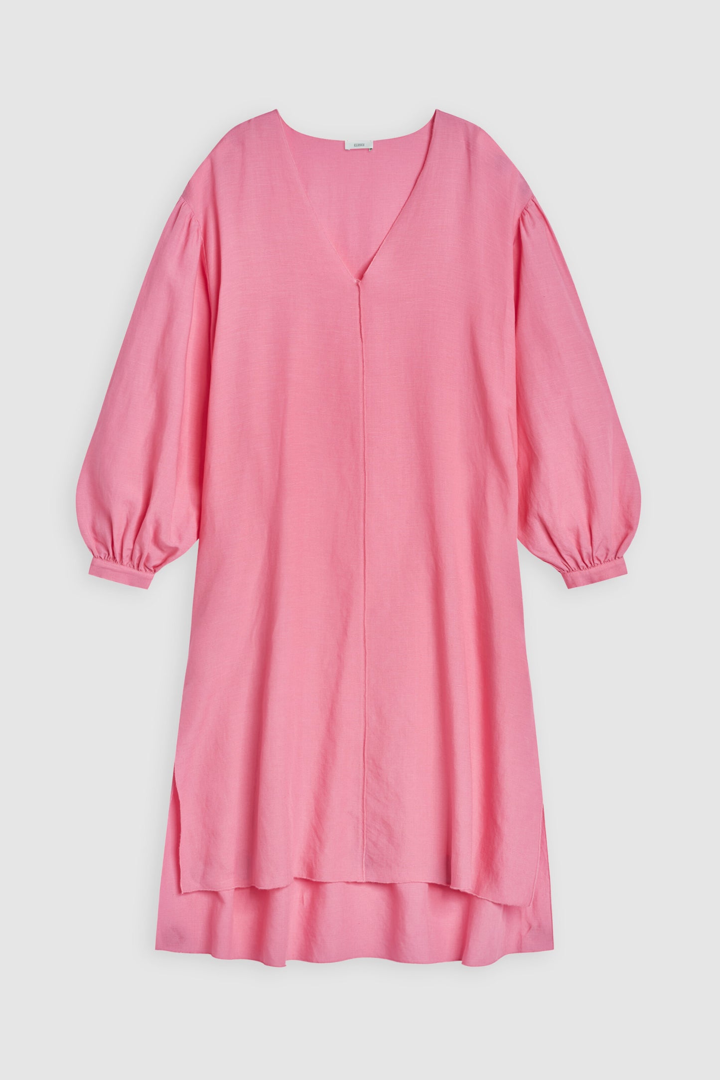 pink lilies puff sleeve dress