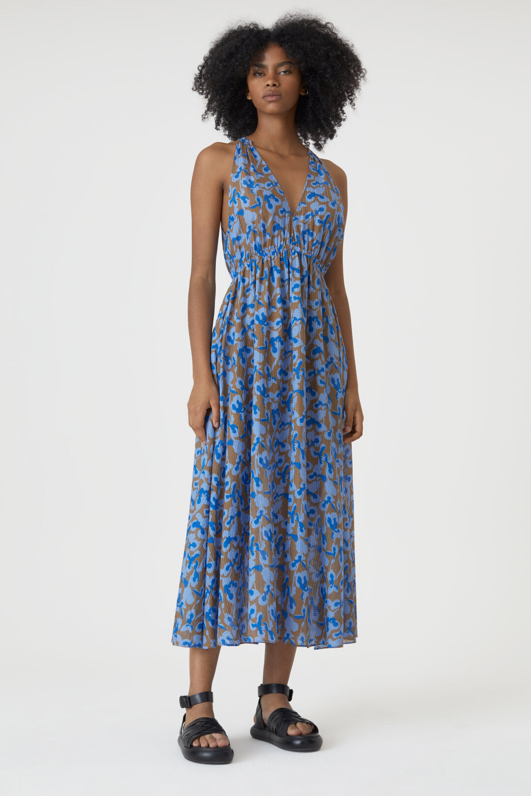 nutmeg gathered neck dress