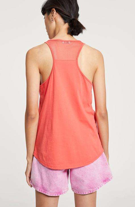 Tanktop with Mesh CLOSED Women's Top. Papaya shade with transparent perfection | Local Same-day-Delivery, International Shipping | affairedefemmes.net