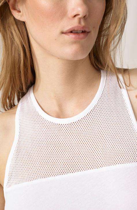 Tanktop with Mesh CLOSED Women's Top. white shade with transparent perfection | Local Same-day-Delivery, International Shipping | affairedefemmes.net