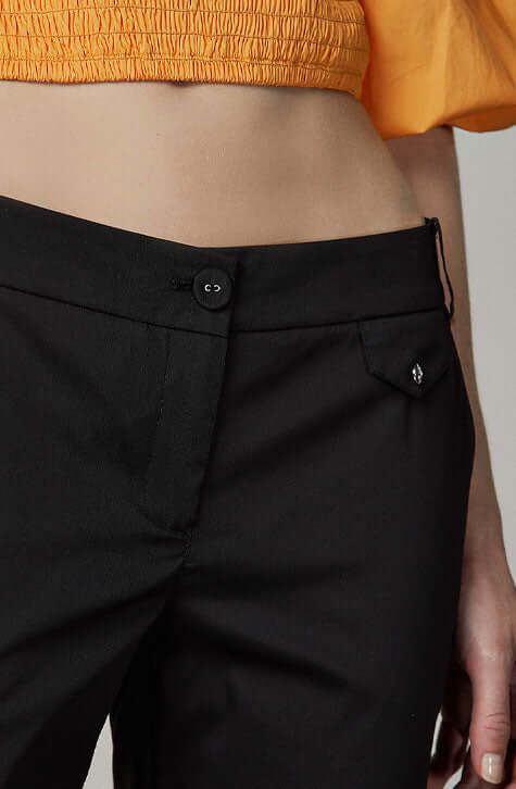 Black Cotton poplin chino pants