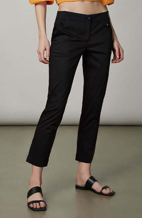Black Cotton poplin chino pants