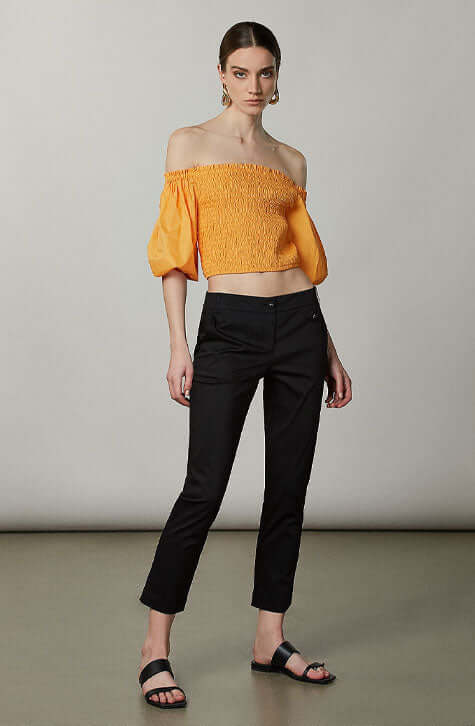 Black Cotton poplin chino pants