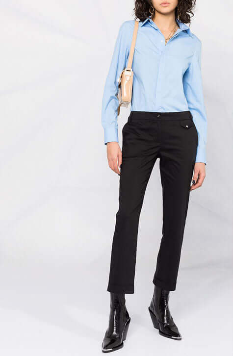 Black Cotton poplin chino pants