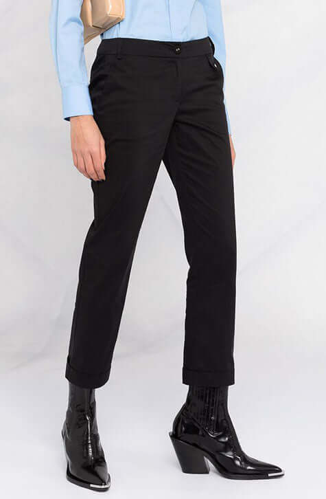 Black Cotton poplin chino pants