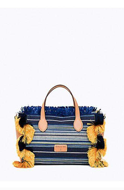 Patrizia Pepe Handbag. Blue hues  with yellow details. Will you be wearing a statement bag this season? ! With this BAG you don't think twice | Patrizia Pepe Bag's | Online Boutique Affairedefemmes.net | FRee styling advice