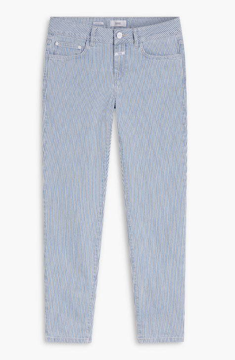 Striped Indigo Denim Baker Jeans